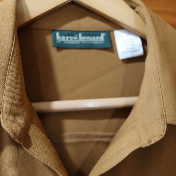 Harve Bernard Vintage Brown Button Down Shirt 90s Phoebe Buffay Shirt Jacket Med - Picture 7 of 9